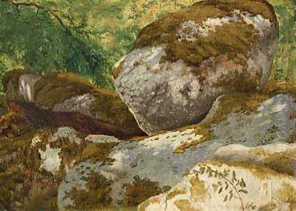 Rokkestenen Ved Almindingen Pa Bornholm Oil Painting by Vilhelm Kyhn