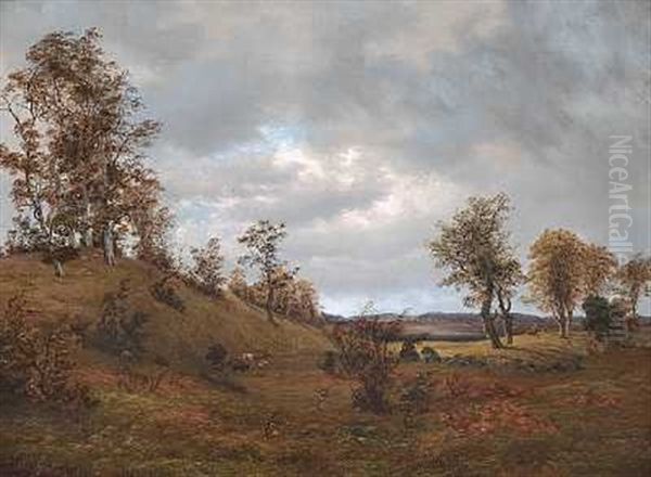 Bakket Efterarslandskab Oil Painting by Vilhelm Kyhn