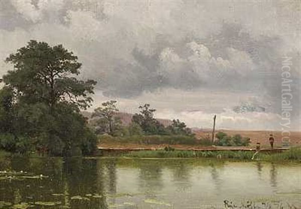To Drenge Ved En Molledam En Sommerdag Oil Painting by Vilhelm Kyhn