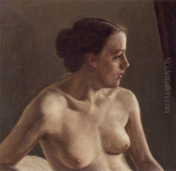 Siddende Nogenmodel Oil Painting by Vilhelm Kyhn