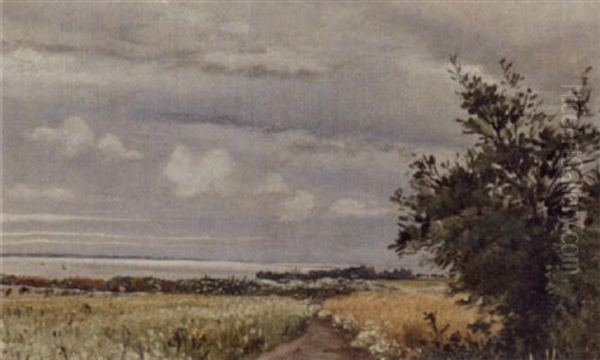 Sommerlandskab Ved Fjorden Oil Painting by Vilhelm Kyhn