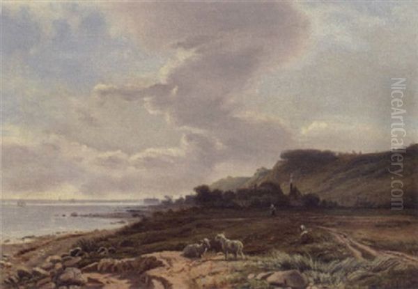 Stranden Ved Hellebaek Oil Painting by Vilhelm Kyhn