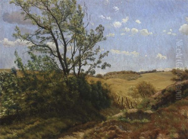 Landskab Med Levende Hegn Og Bakker Oil Painting by Vilhelm Kyhn