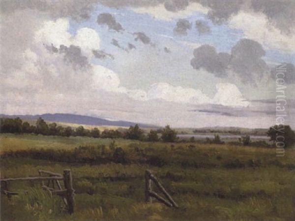 Udsigt Over Marker Mod En Mose Oil Painting by Vilhelm Kyhn