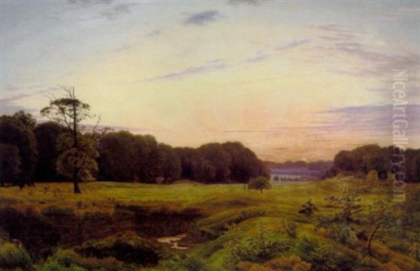 Aftenlandskab, Ordrup Mose Oil Painting by Vilhelm Kyhn