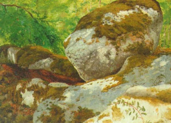 Rokkestenen Ved Almindingen Oil Painting by Vilhelm Kyhn