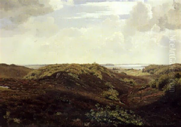 Bakket Hedelandskab Ved En Fjord Oil Painting by Vilhelm Kyhn