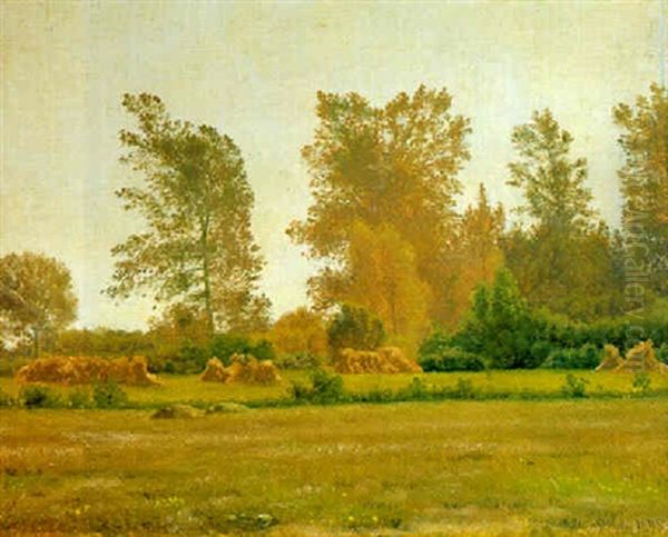 Sommerlandskab Med Birketraeer Og Korn I Traver Oil Painting by Vilhelm Kyhn