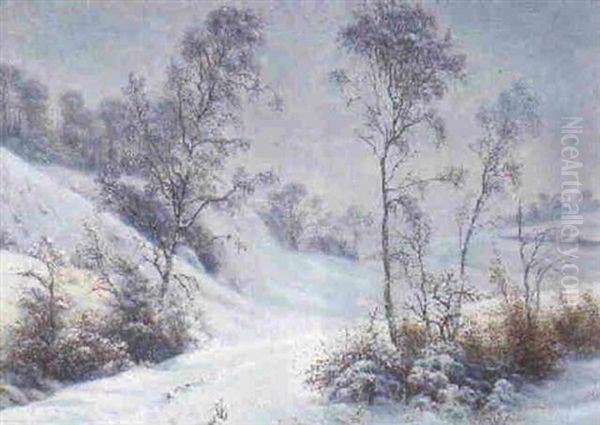 Bakket Vinterlandskab Oil Painting by Vilhelm Kyhn