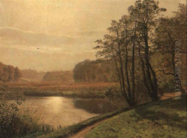 Sensommerdag Ved En Skovomkranset S+ Oil Painting by Vilhelm Kyhn