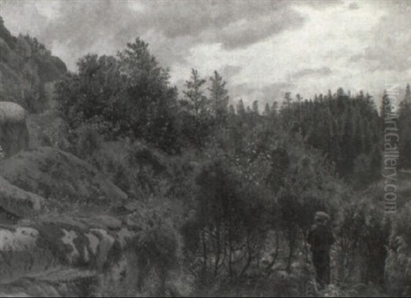 Landskab Med Udsigt Over Paradisdalen Pa Bornholm Oil Painting by Vilhelm Kyhn