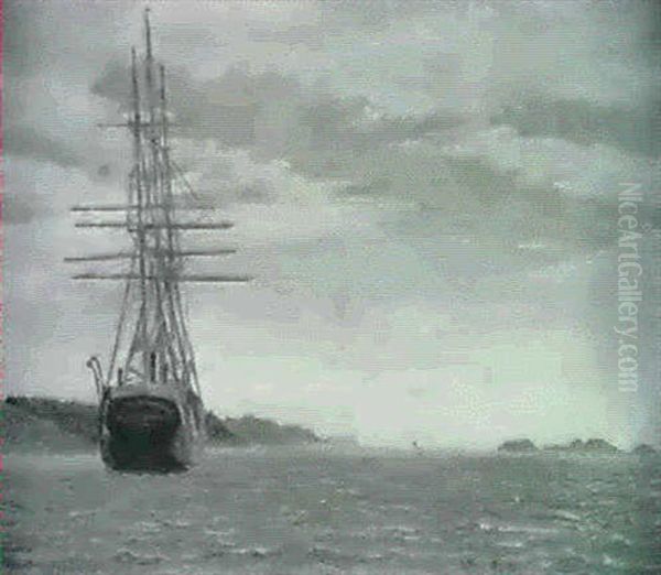 Skib Der Ligger For Anker Uf For Kysten Oil Painting by Vilhelm Kyhn