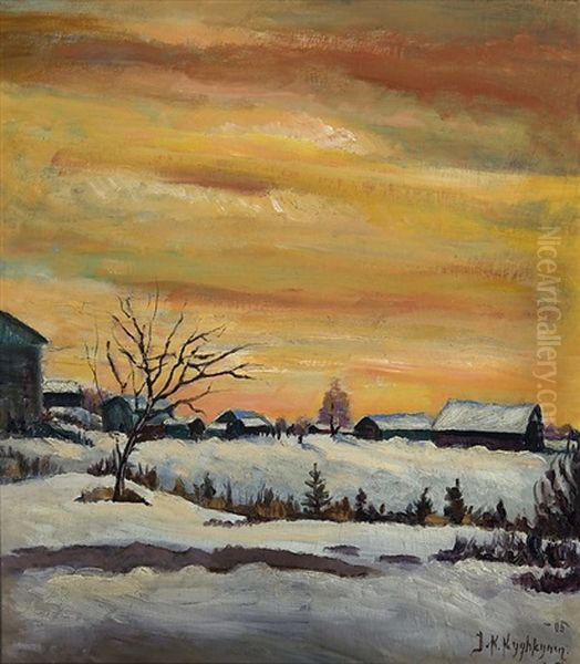Levaranta Village Oil Painting by Juho Kyyhkynen