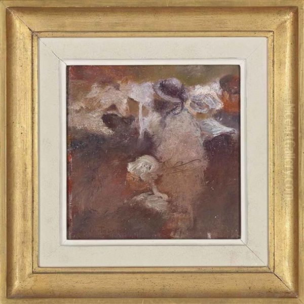 Esquisse De Personnages En Bretagne Oil Painting by Gaston La Touche