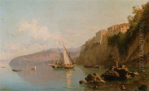Kustenpartie Vor Sorrent Oil Painting by Alessandro la Volpe