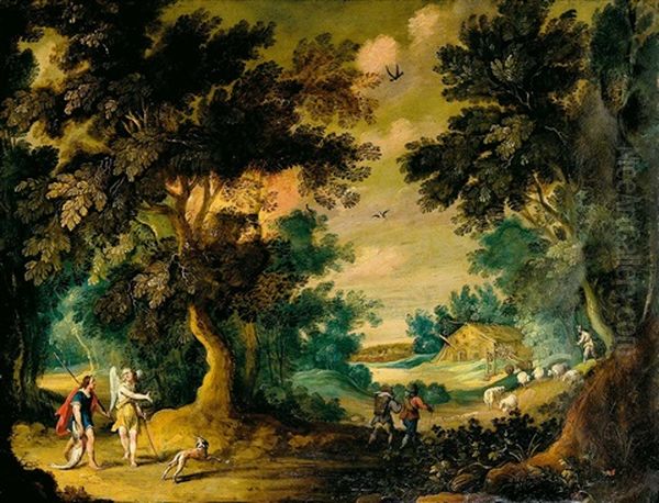 Tobias Y El Angel Oil Painting by Jasper van der Laanen