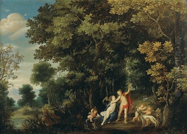 Venus Et Adonis Dans Un Paysage Oil Painting by Jasper van der Laanen