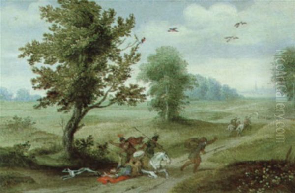 Landschaft Mit Der Bekehrung Des Heiligen Paulus Oil Painting by Jasper van der Laanen