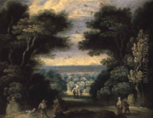 Paysage Avec Colporteurs Oil Painting by Jasper van der Laanen