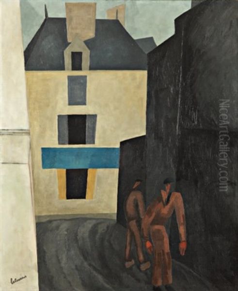 La Ruelle Oil Painting by Jean-Emile Laboureur