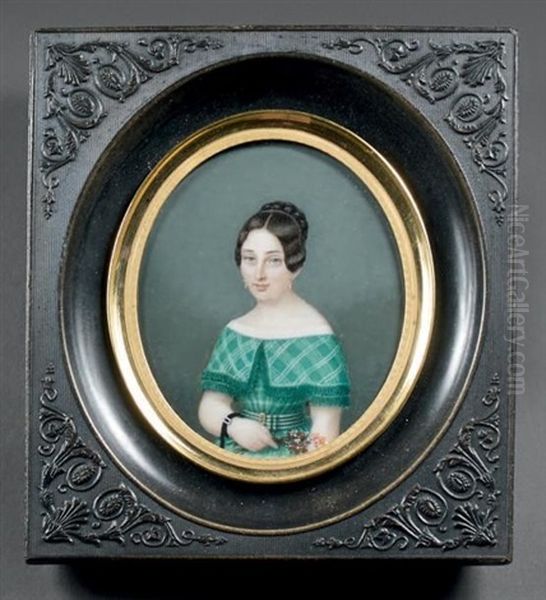 Portrait De Jeune Fille Oil Painting by Alphonse De Labroue