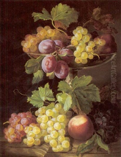 Obststilleben Mit Trauben Oil Painting by Andreas Lach