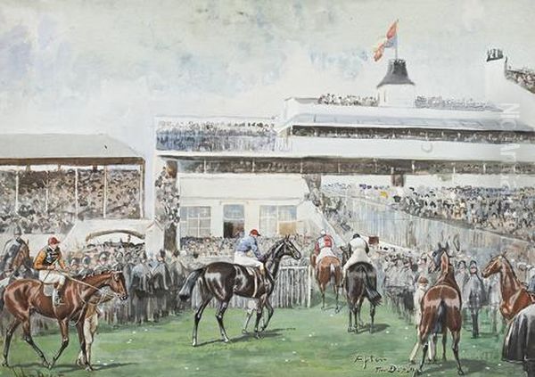 Tattenham Corner The Derby Oil Painting by John Axel Beer