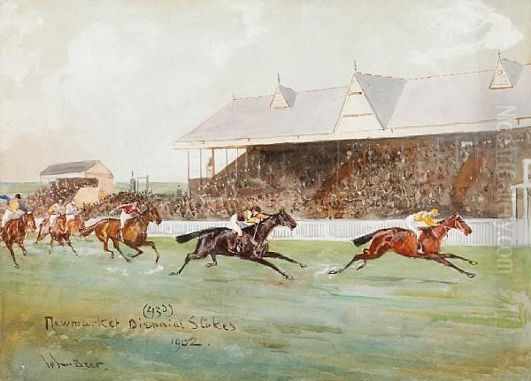 Rising Glass Wins The Jockey Club Stakes,newmarket Oil Painting by John Axel Beer