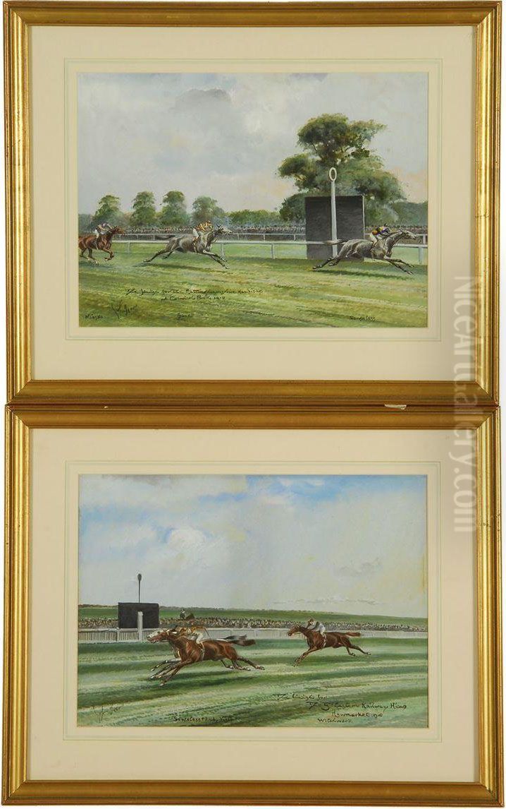The Great Eastern Railway Handicap Newmarket Oil Painting by John Axel Beer