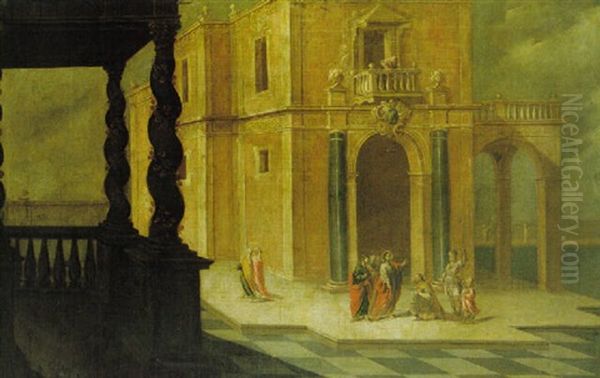 Parabola De Jesus Ante Un Fondo Arquitectonico Oil Painting by Juan de LaCorte