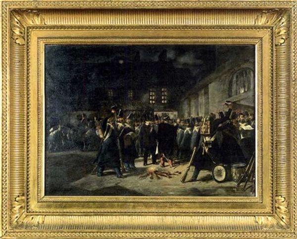 Coupe D'etat Du Prince Napoleon Le 2 Decembre 1852, Le Ralliement De La Troupe Oil Painting by Pierre-Eugene Lacoste