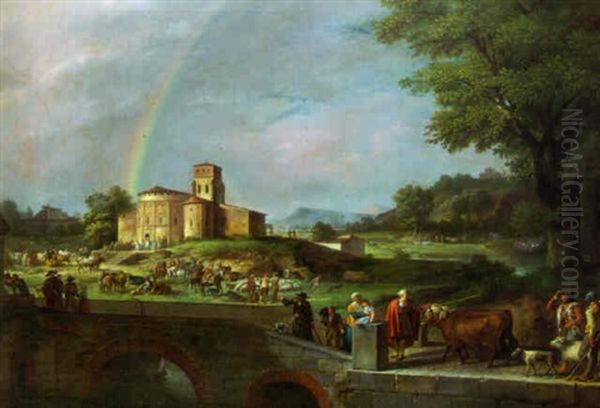 La Benediction Du Troupeau Avant Le Depart Pour La Transhumance Oil Painting by Pierre Lacour