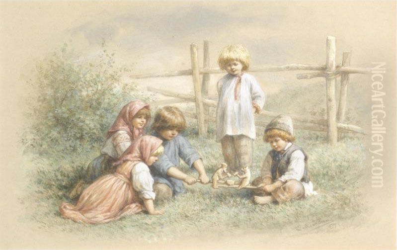 Children At Play Oil Painting by Wilhelm Amandus Beer