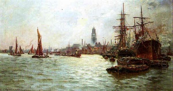 Limehouse Reach Oil Painting by Charles John de Lacy