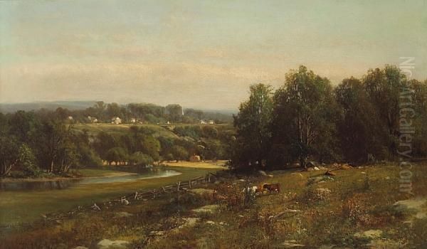 Cows In Landscape Oil Painting by Julie (Hart) Beers