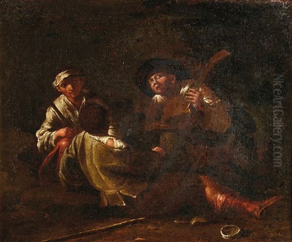 Scene Di Pitocchi Nella Campagna Romana Oil Painting by Pieter Jacobsz Van Laer