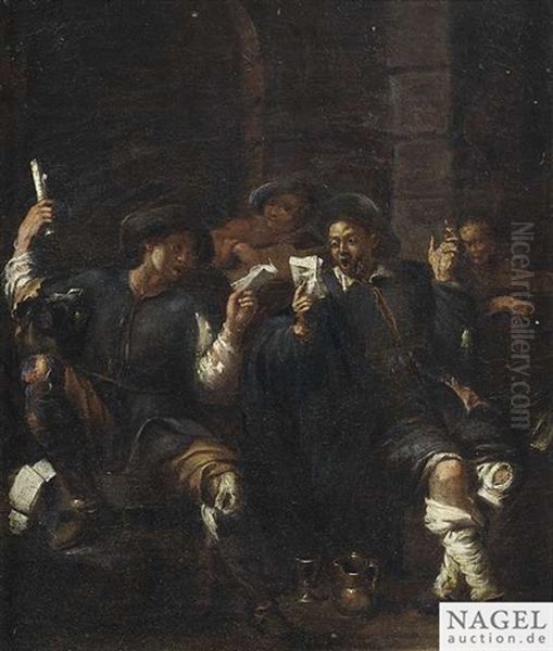 Beggars Making Music And Singing Oil Painting by Pieter Jacobsz Van Laer