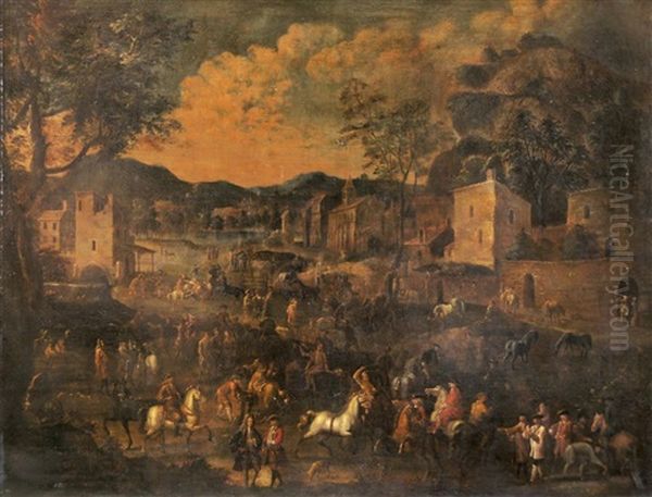 Pferdemarkt Oil Painting by Pieter Jacobsz Van Laer
