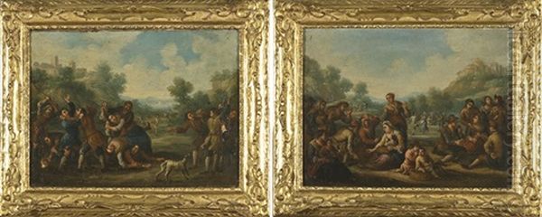Scene Di Genere (2 Works) Oil Painting by Pieter Jacobsz Van Laer