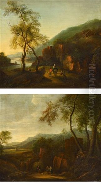 Italienische Landschaften (pair) Oil Painting by Pieter Jacobsz Van Laer