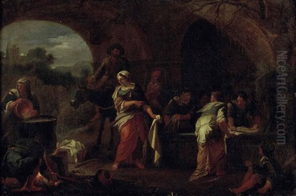Die Wascherinnen Oil Painting by Pieter Jacobsz Van Laer