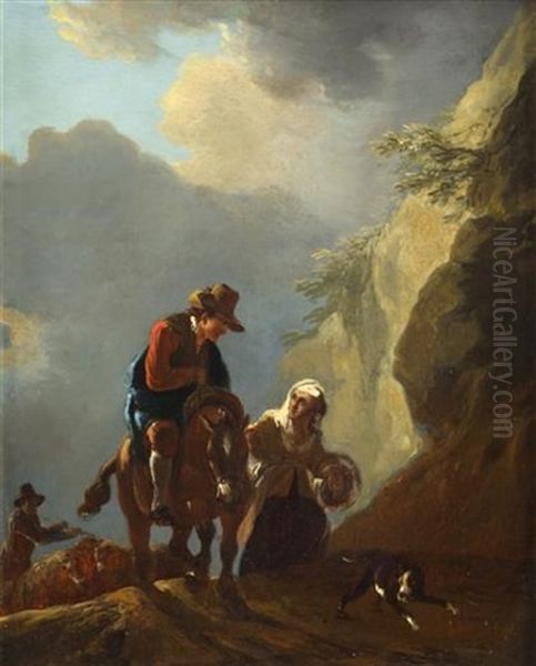 Horseman With Maiden On A Track Oil Painting by Pieter Jacobsz Van Laer