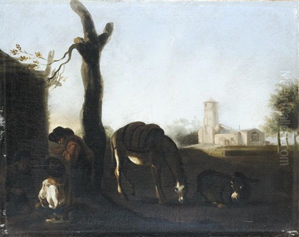 Esel Und Pferd Oil Painting by Pieter Jacobsz Van Laer