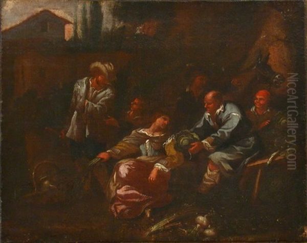 Scena Rodzajowa Na Targu Oil Painting by Pieter Jacobsz Van Laer