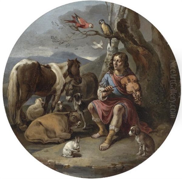 Orpheus Charming The Animals Oil Painting by Pieter Jacobsz Van Laer