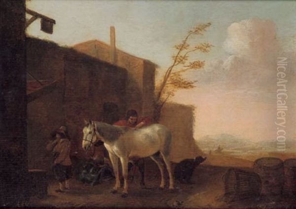 Rast Bei Dem Gasthaus Oil Painting by Pieter Jacobsz Van Laer