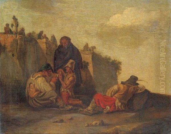 Kartenspieler Und Rastende Oil Painting by Pieter Jacobsz Van Laer