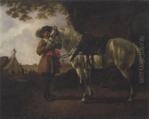 Cavaliere In Sosta Presso Un Accampamento Oil Painting by Pieter Jacobsz Van Laer