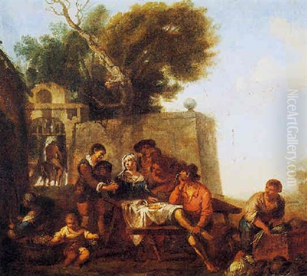 Colazione Di Contadini All'aperto Oil Painting by Pieter Jacobsz Van Laer