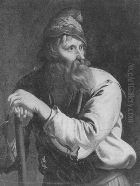 A Herdsman Resting On His Staff Oil Painting by Pieter Jacobsz Van Laer